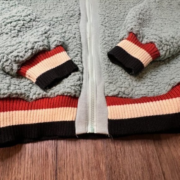 BUNDLE 3 FOR $18-Ecowish Women Small Pale Green Faux Fuzzy Sherpa Collar Bomber - Picture 4 of 13